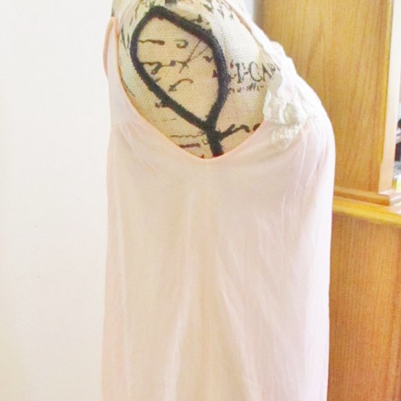 Vintage Kayser Women's Chiffon Short Negligee Nightgown, Peach, Cream Lace, P - Picture 5 of 12